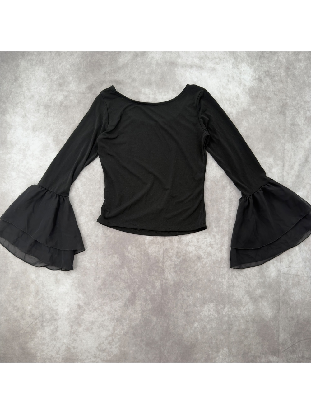 Black whimsigoth bell sleeve top sheer flare witchy goth y2k blouse